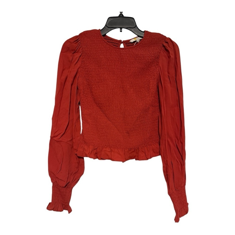 Boden Smocked Bodice Long Sleeve Blouse Burnt Orange Size US 2